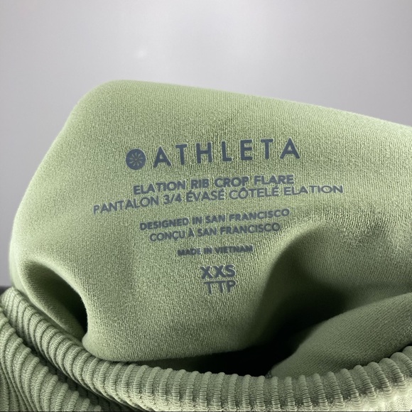 NWT ATHLETA Elation Rib Crop Flare Green Pants XXS - Picture 3 of 5